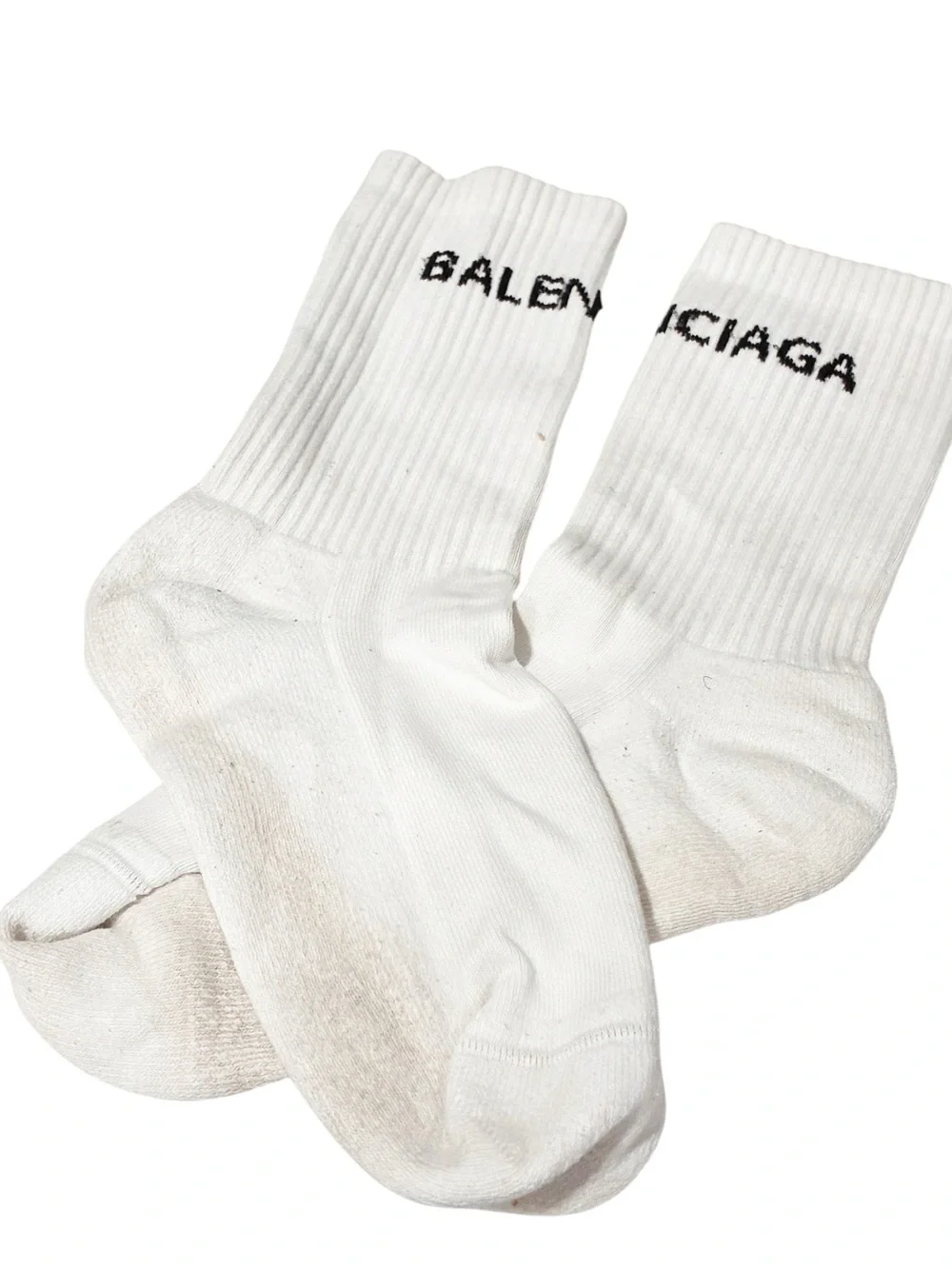 Balenciaga White Logo Crew Socks Spellout